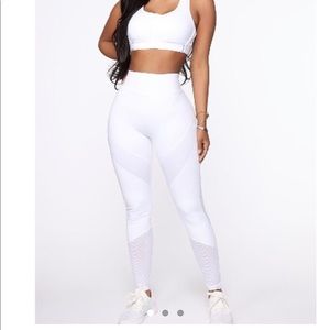 White athletic leggings